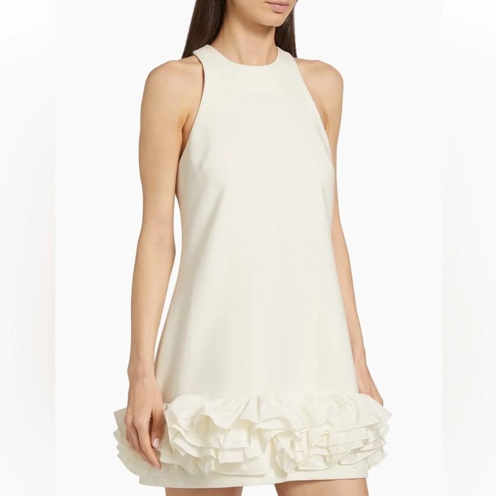 Cinq A Sept Beta ruffled-hem minidress in ivory 12